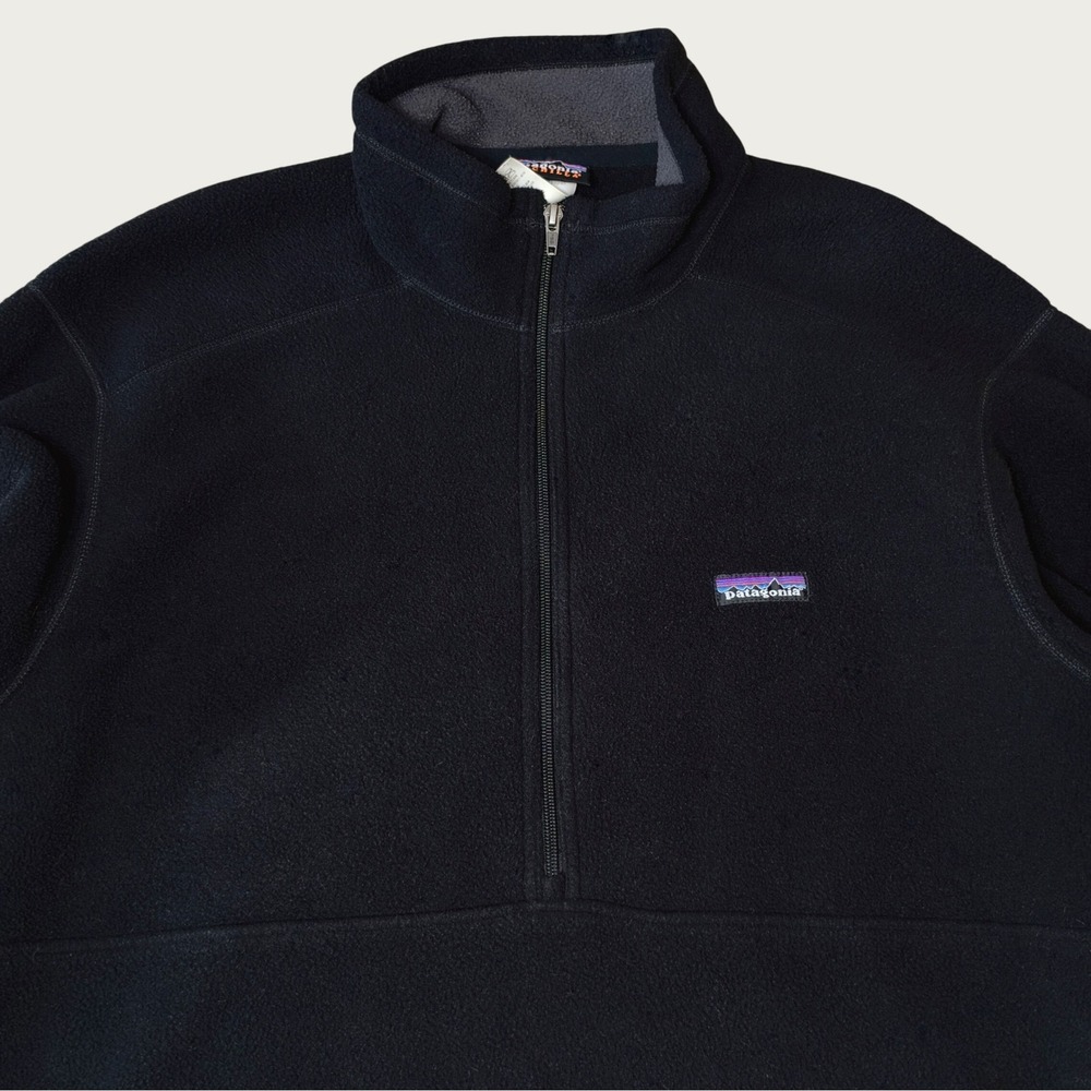 Patagonia Synchilla Men's XXL Black Pullover Fleece Quarter Zip Pockets Gorpcore